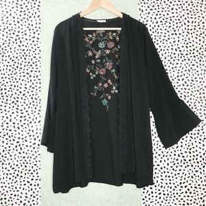 Embrodiered Bell Sleeve Kimono Jacket